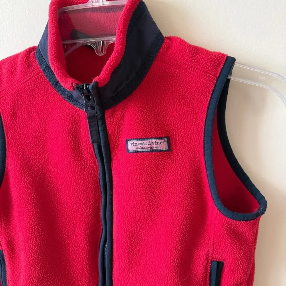 Vineyard Vines Fleece Vest Red and Blue Boys Size 6